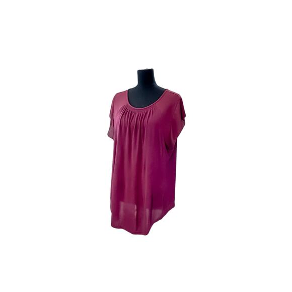 LOFT Maroon Flutter Sleeve Blouse - Size XL - Excellent - Picture 2 of 7